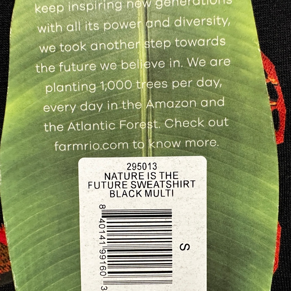 New Farm Rio Nature Is The Future Oversized Sweatshirt Black Size Small - Picture 5 of 10